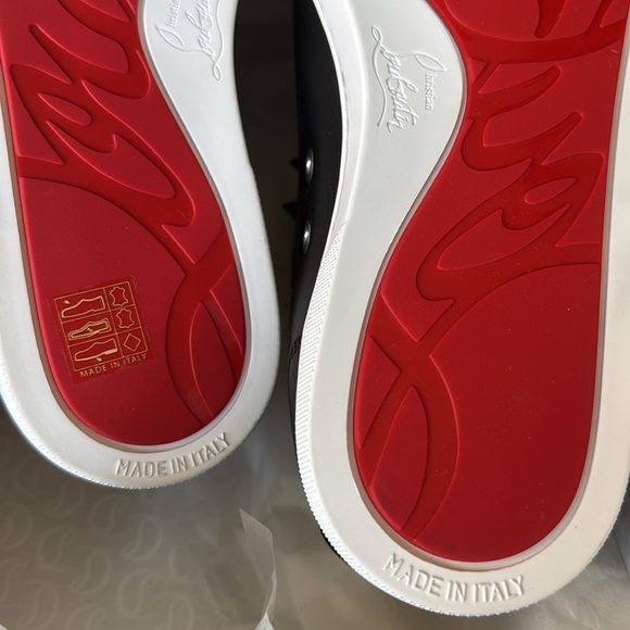 Christian Louboutin fav fique black leather slip on sneaker trainer flat sz 38.5 - Picture 12 of 13